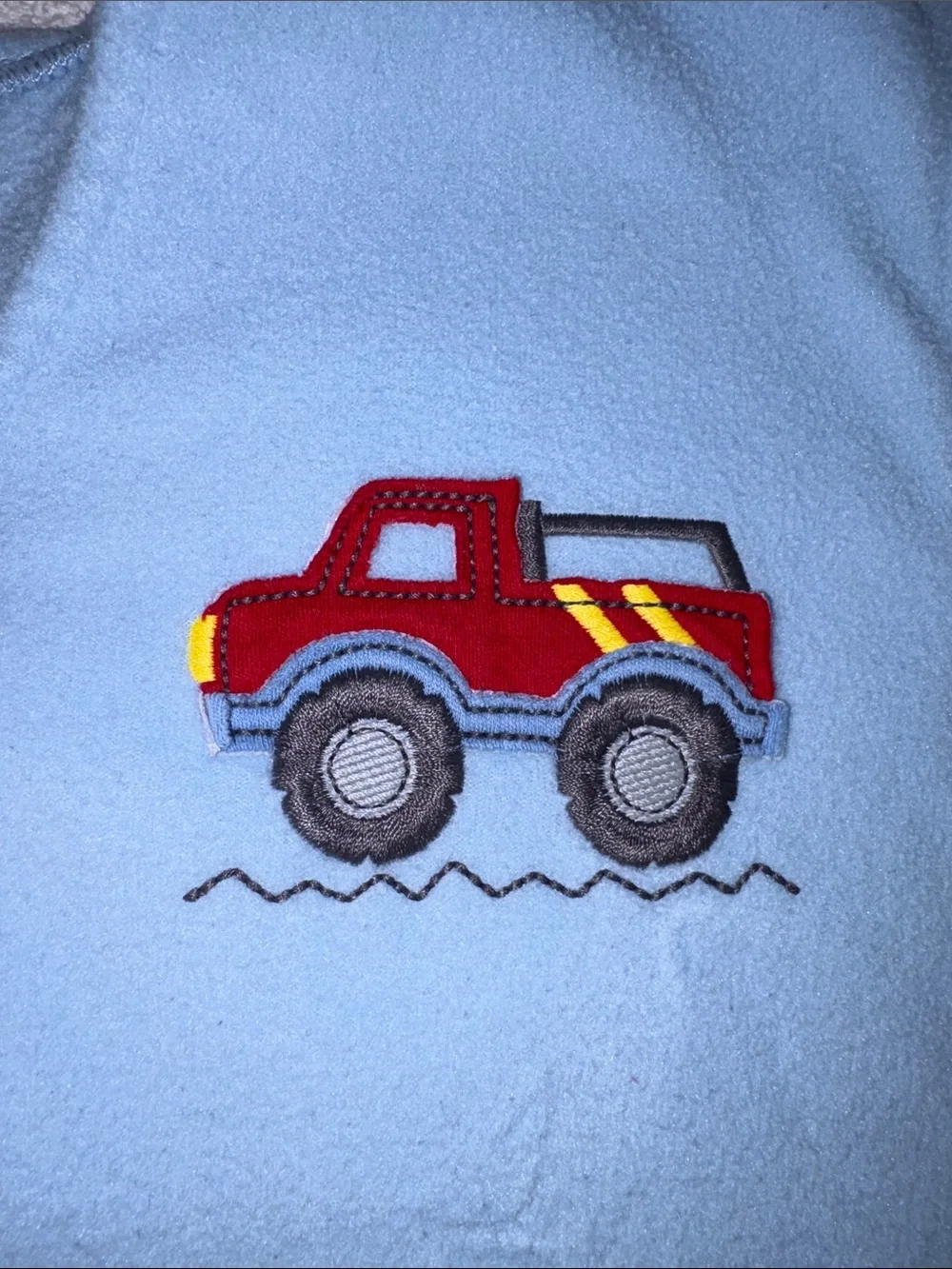 HALO Light Blue Sleeveless fleece  Sleep Sack with Red Truck 2t/3t